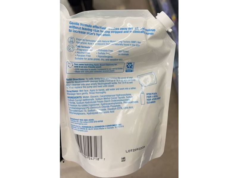 Neutrogena Hydro Boost Hydrating Gel Cleanser Refill, 16 fl oz/473 mL