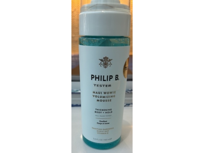 Philip B Maui Wowie Volumizing Mousse, Tahitian Gardenia + Kukui Nut & Vitamin E, 5.5 fl oz/163 mL