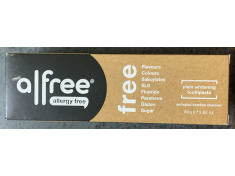Alfree Plain Whitening Toothpaste, Bamboo Charcoal, 2.82 oz/80 g