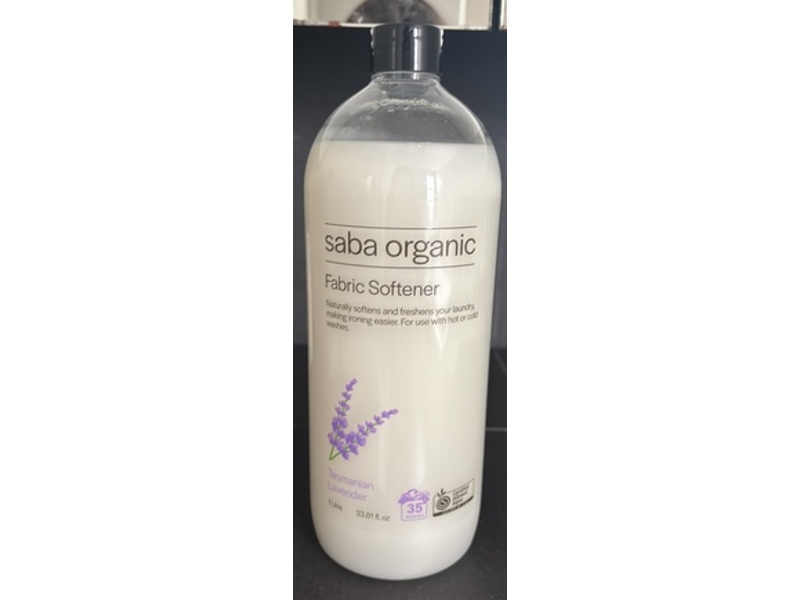 Saba Organic Fabric Softener, Tasmanian Lavender, 33.81 fl oz/1 L