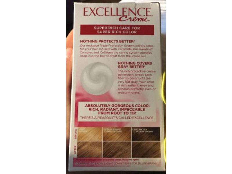 L'Oreal Paris Excellence Creme Triple Protection Color, Permanent, 7.5A Medium Ash Blonde, 1 Application