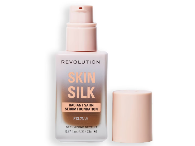 Makeup Revolution Skin SIlk Radiant Satin Serum Foundation, F13.7NW, 0.77 fl oz/23 mL