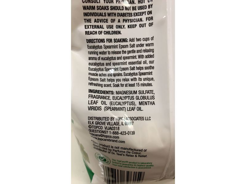 Topcare Epsom Salt, Eucalyptus Spearmint Scented, 48 oz / 1.36 kg