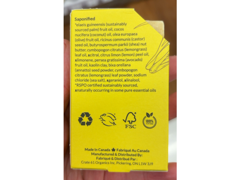 Crate 61 Lemongrass Soap, 4 oz/110 g, Pack Of 3