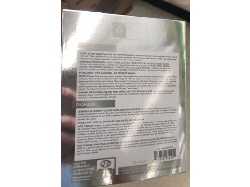 Global Beauty Care Spa Treatment Mask, Charcoal,1 Count