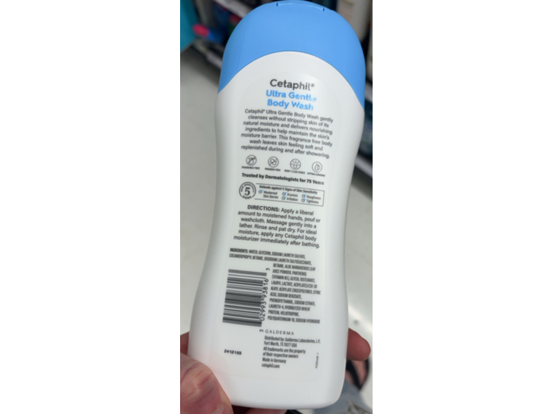 Cetaphil Ultra Gentle Body Wash, Dry to Normal, 16.9 fl oz/500 mL,Pack Of 3