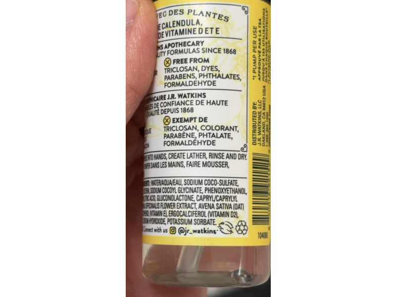 JR Watkins Foaming Hand Soap, Lemon, 1.6 fl oz/48 mL, Pack Of 6