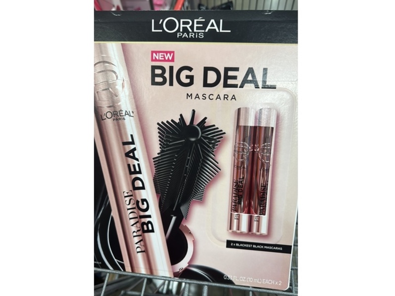 L'Oreal Paris Big Deal Mascara, Blackest Black, 0.33 fl oz/10 mL, Pack Of 2