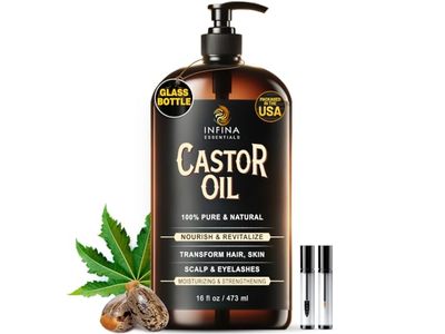 INFINA ESSENTIALS 100% Pure & Natural Castor Oil, 16 fl oz/473 mL