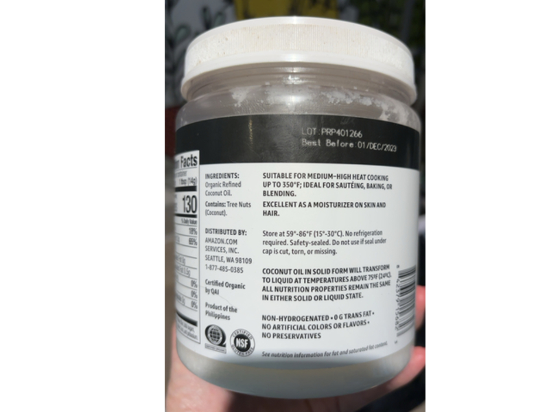 Happy Belly Organic Refined Coconut Oil, 30 fl oz/887 mL