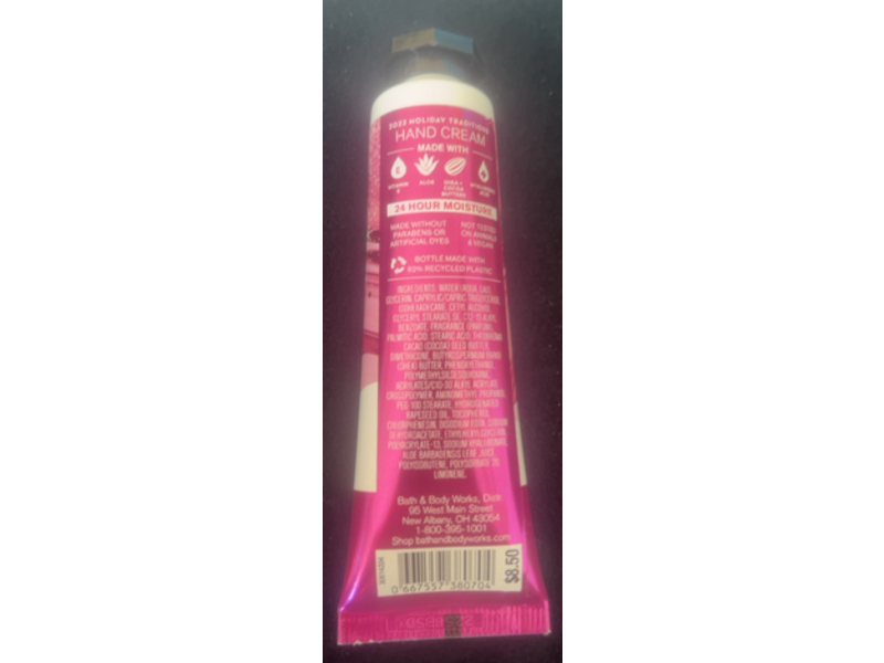 Bath & Body Works Shea Butter Hand Cream, Twisted Peppermint, 1 fl oz/29 mL, Pack Of 2