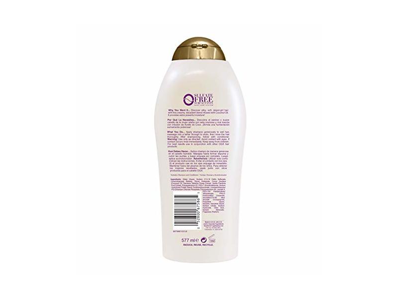 Ogx Damage Remedy + Coconut Miracle Oil Shampoo, Extra Strength, 25.4 fl oz/750 ml