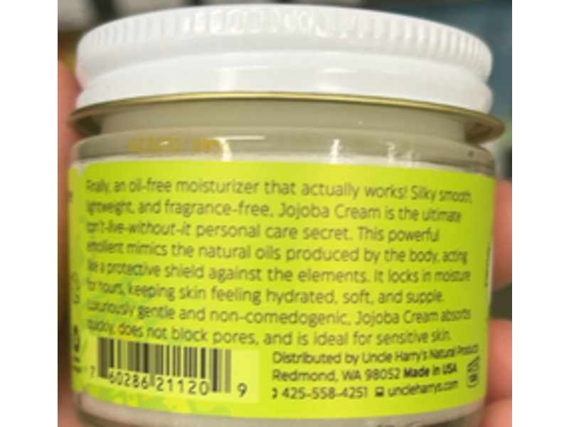 Uncle Harry's Jojoba Cream,2 fl oz/60 mL
