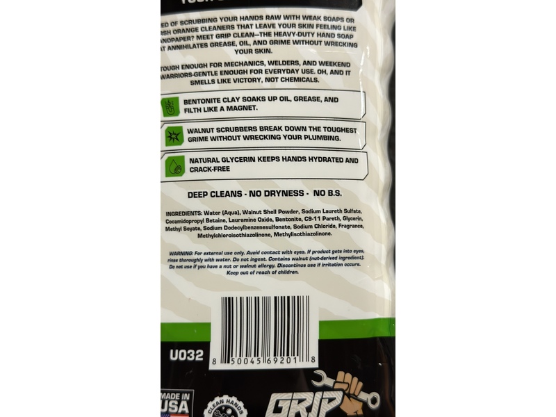 Grip Clean Ultra Heavy Duty Hand Scrub, 32 oz/946 mL