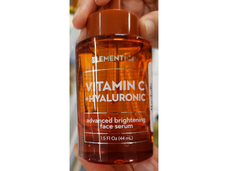 Elementica Advanced Brightening Face Serum, Vitamin C + Hyaluronic, 1.5 fl oz/44 mL