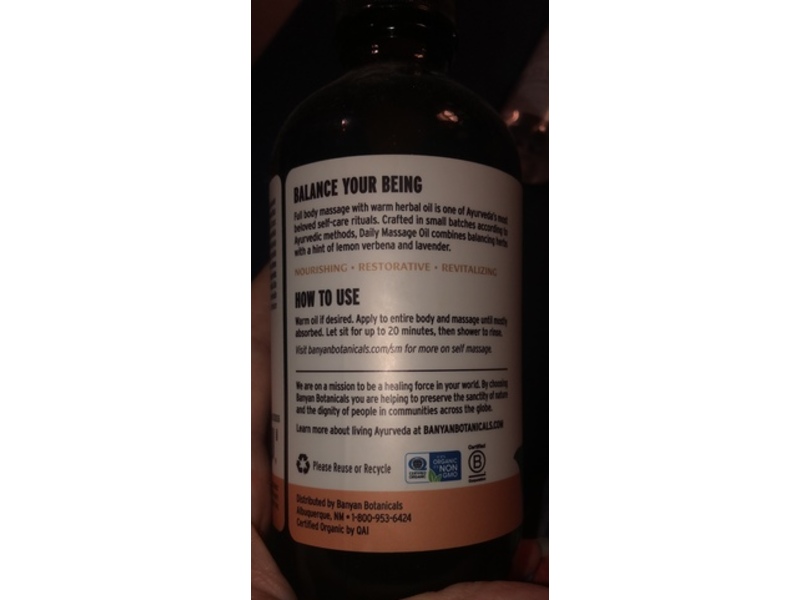 Banyan Botanicals Organic Daily Massage Oil, 8 fl oz/236 mL