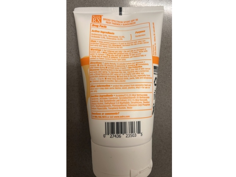 SolRx Sport Sunscreen, SPF 35, 3.4 fl oz/100 mL