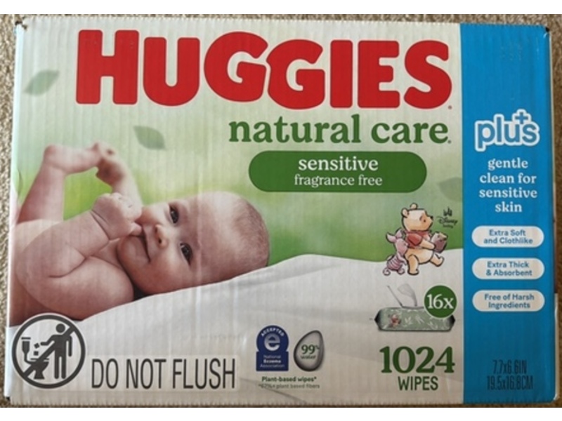 Huggies Plus Natural Care Sensitive Wipes, 1024 Count