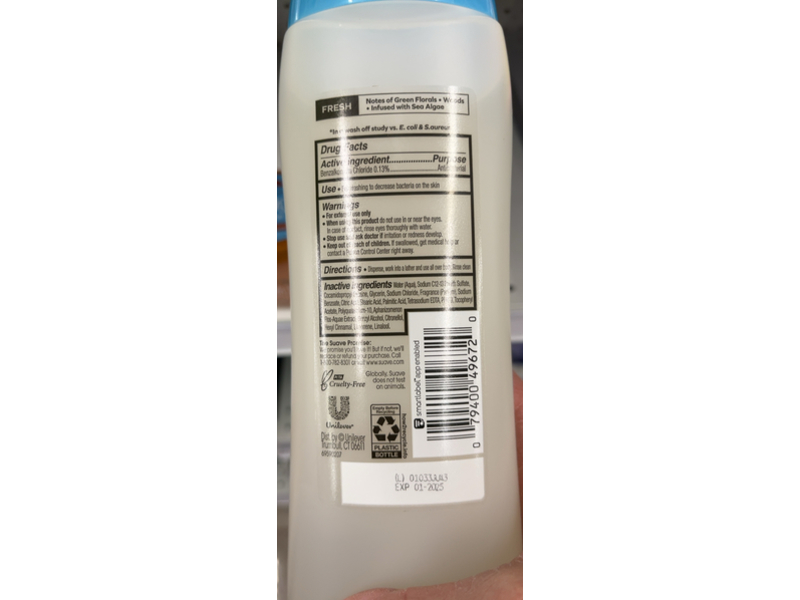 Suave Deeply Clean Anti-Bacterial Gentle Body Wash, 18 fl oz/532 mL