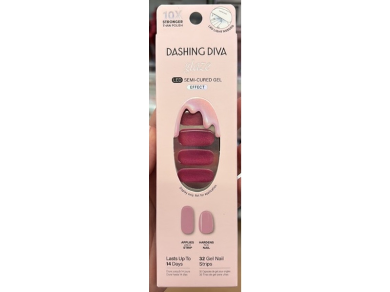 Dashing Diva Glaze LED Semi-Cured Gel Nail Strips, Rock Candy, 32 Counts