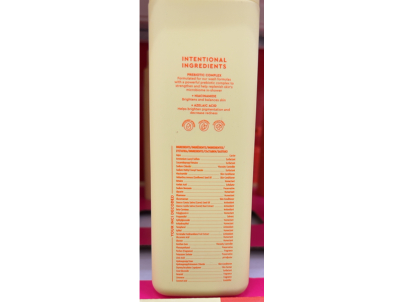 Byoma Brightening Body Wash, Prebiotic Complex + Niacinamide & Azelaic Acid, 16.9 fl oz/500mL