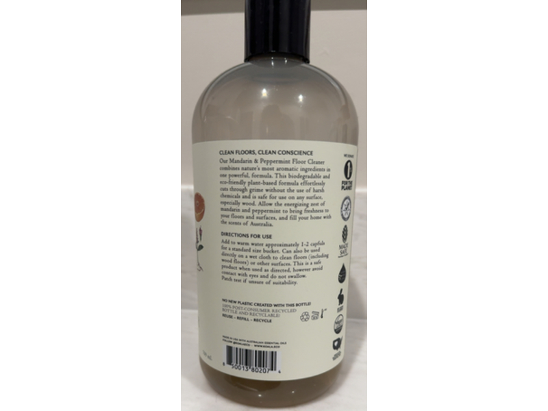 Koala Eco Natural Floor Cleaner, Australian Mandarin & Peppermint Essential Oil, 24 fl oz/709 mL