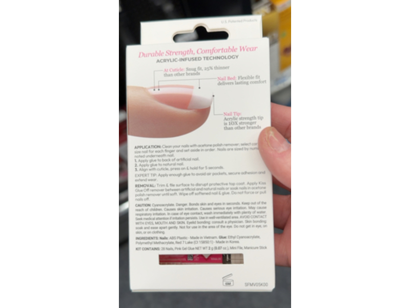 Kiss Salon Acrylic French Revolutionary Nail, Medium Length, Je T'aime, 0.07 oz/2 g, 28 Count