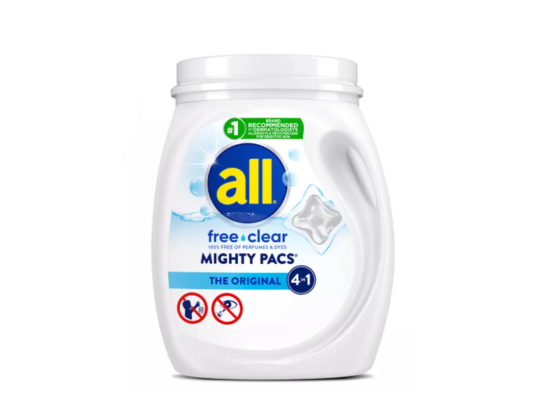 All 4 In 1 Free Clear Mighty Pacs Detergent Pacs, The Original, 88.86 oz/2.51 kg, 134 Count
