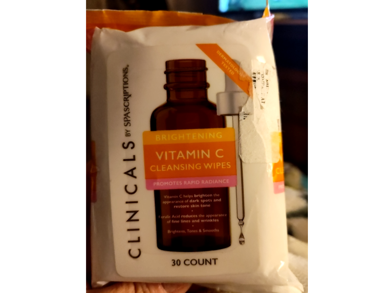 Clinicals By SpaScriptions Brightening Vitamin C Cleansing Wipes, 30 Count