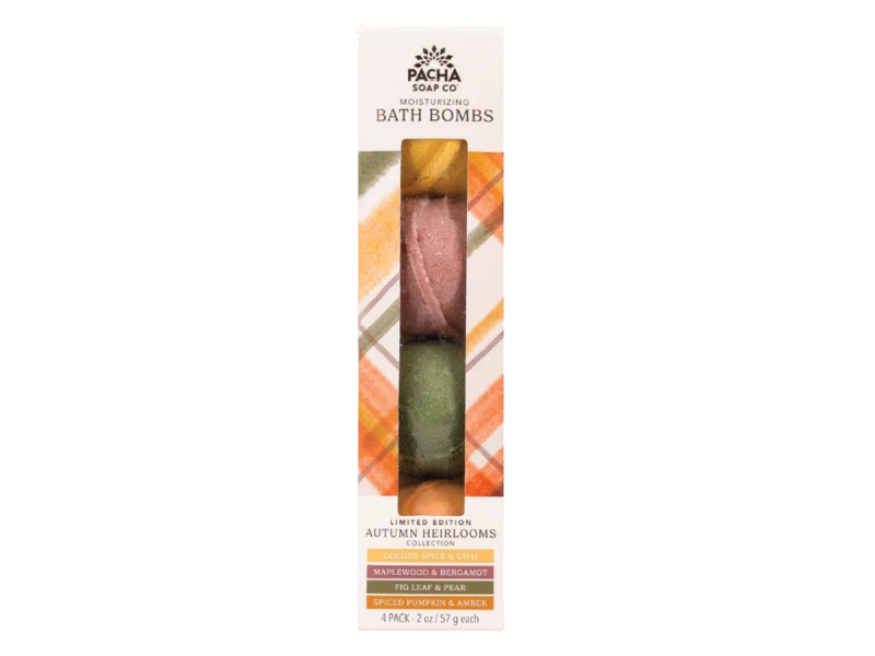 Pacha Soap Co Moisturizing Bath Bomb Set, Autumn Heirlooms Collection, 2 oz/57 g, Pack Of 4