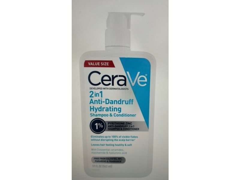 CeraVe 2 In1 Anti-Dandruff Hydrating Shampoo & Conditioner, 19 fl oz/562 mL