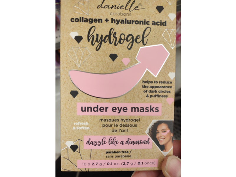 Danielle Creations Hydrogel Under Eye Masks, Collagen + Hyaluronic Acid, Diamond Shape, 0.1 oz/2.7 g