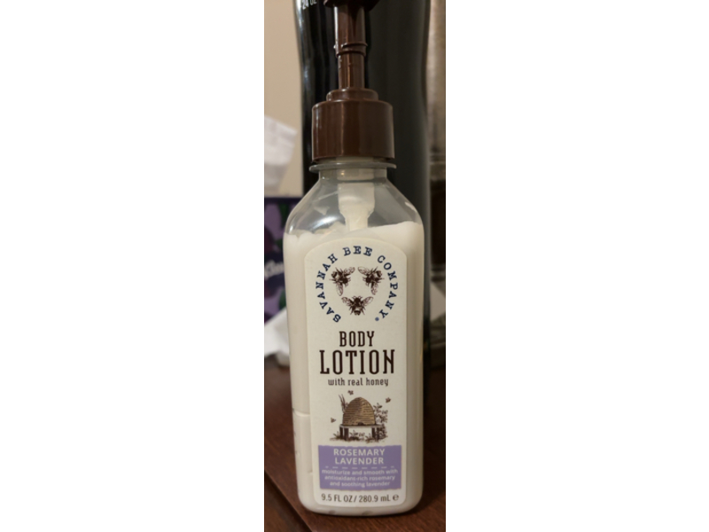 Savannah Bee Company Real Honey Body Lotion, Rosemary Lavender, 9.5 fl oz/280.9 mL