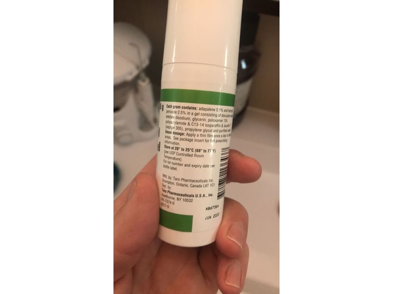 Adapalene and Benzoyl Peroxide Gel, 0.1%/2.5%, 45 g Pump, Taro Pharmaceuticals (RX)