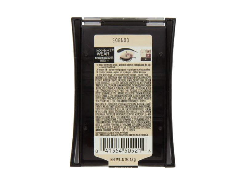 Maybelline New York Expert Wear Eyeshadow Quads, 40q Designer Chocolates, 0.17 oz/48 g