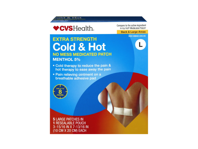 CVS Health Cold & Hot No Mess Medicated Patch, Menthol 5%, L, 5 Count