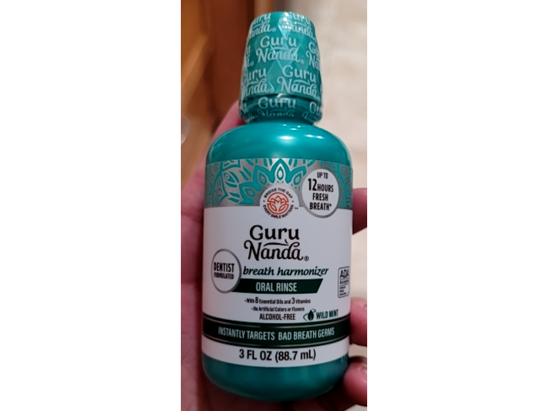 GuruNanda Oral Rinse Fresh Breath Mouthwash, Wild Mint, 3 fl oz/88.7 mL