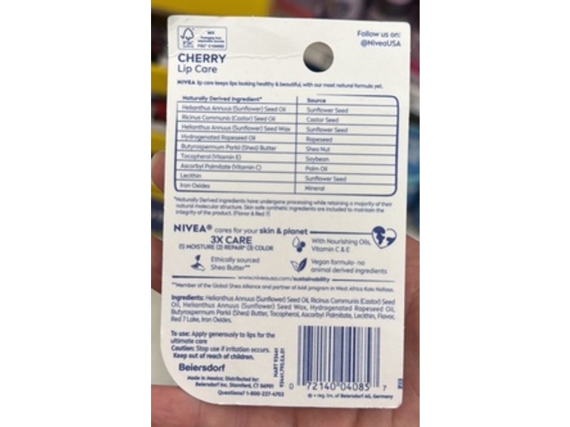 Nivea Lip Balm Duo, Cherry, 0.17 oz/4.8 g