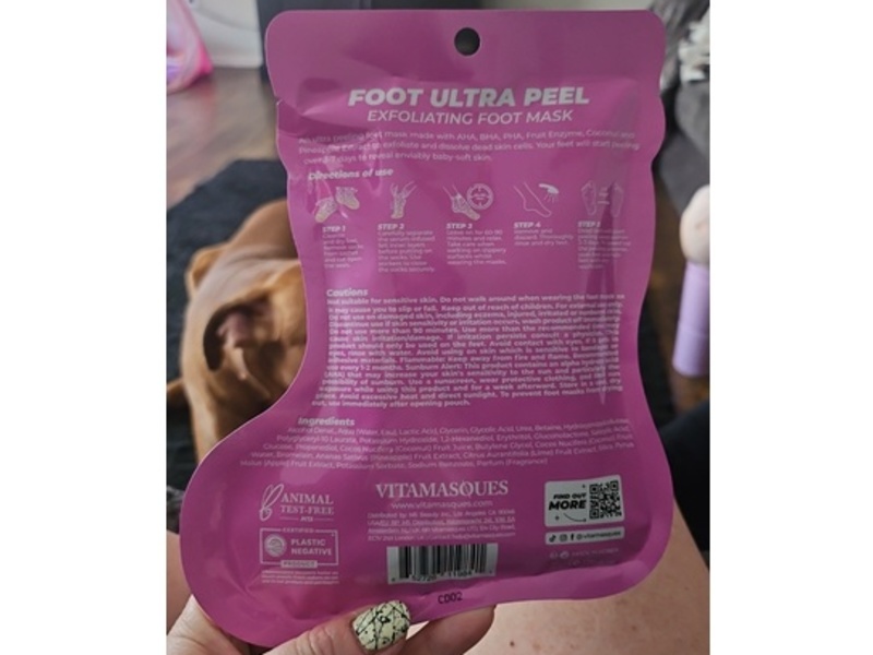 Vitamasques Foot Ultra Peel Exfoliating Foot Mask, Coconut & Pineapple Extract, 3 Pair