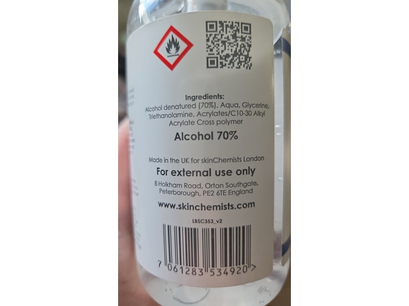 skinChemists Hand Sanitiser, 8.8 fl oz/250 mL