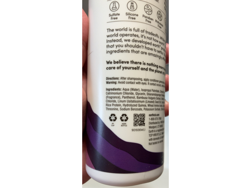 Earth Clean Beauty Weightless Volume Conditioner, Bamboo & Biotin, 12.0 fl oz/355 mL