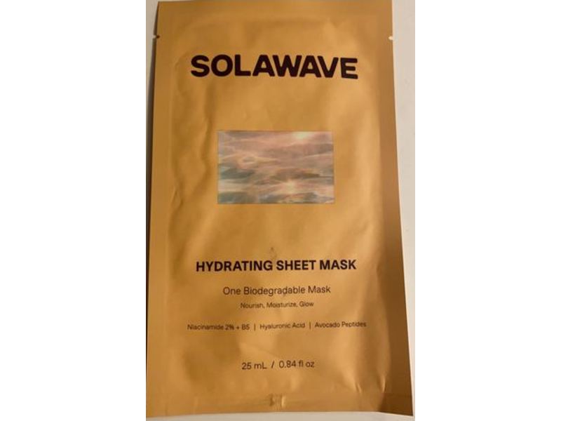 SolaWave Hydrating Sheet Mask, Avocado Peptides, 0.84 fl oz/25 mL, Pack Of 5