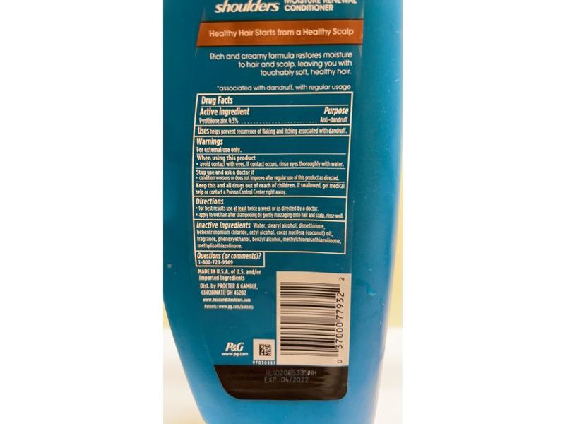Head & Shoulders Moisture Renewal Conditioner, Coconut Oil, 13.5 fl oz/400 mL