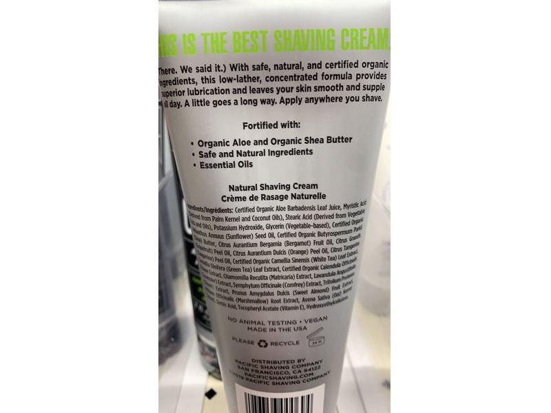 Pacific Shaving Co Shaving Cream, Natural, 7 oz/207 mL