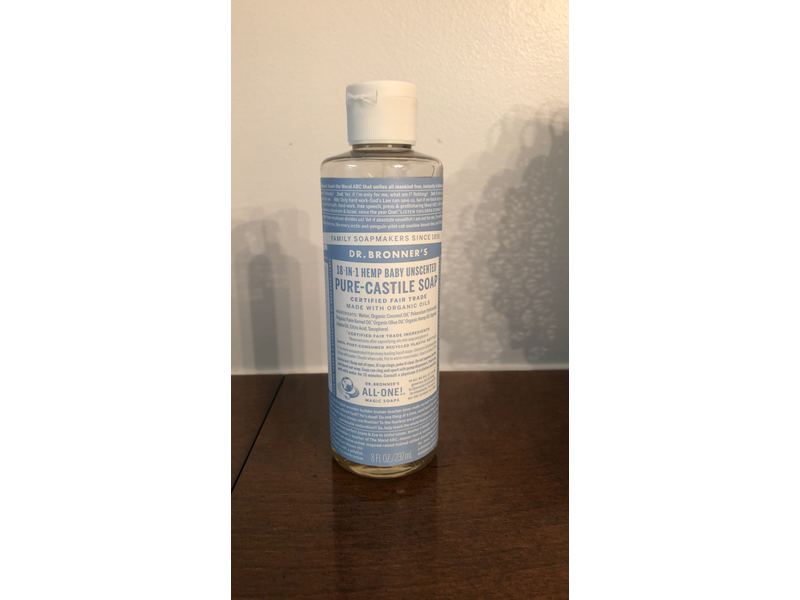 Dr. Bronner's 18-in-1 Hemp Baby Unscented Pure-Castile Soap, 32 fl. oz