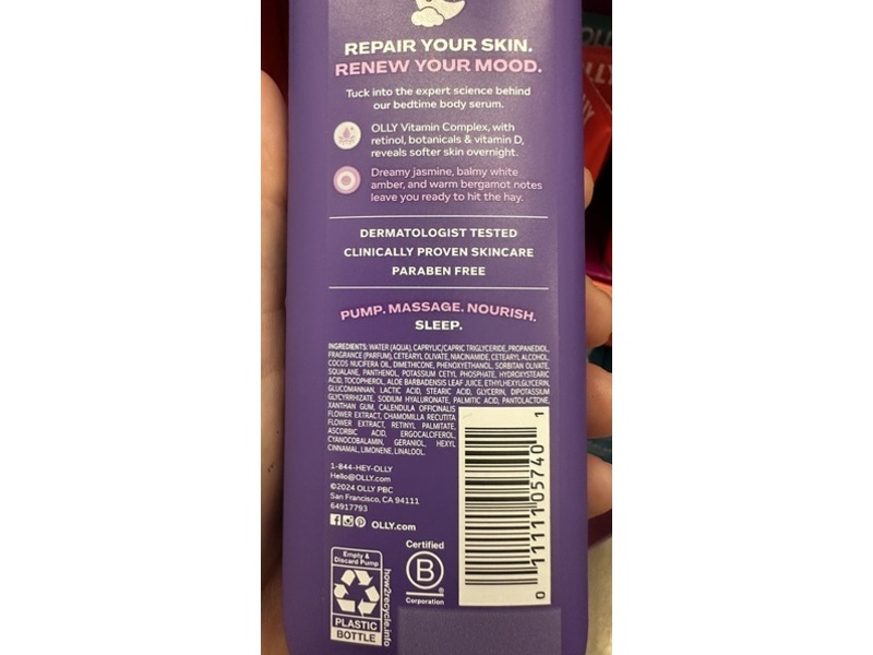 Olly Renew Mood + Skin Body Serum, 8 fl oz/236 mL