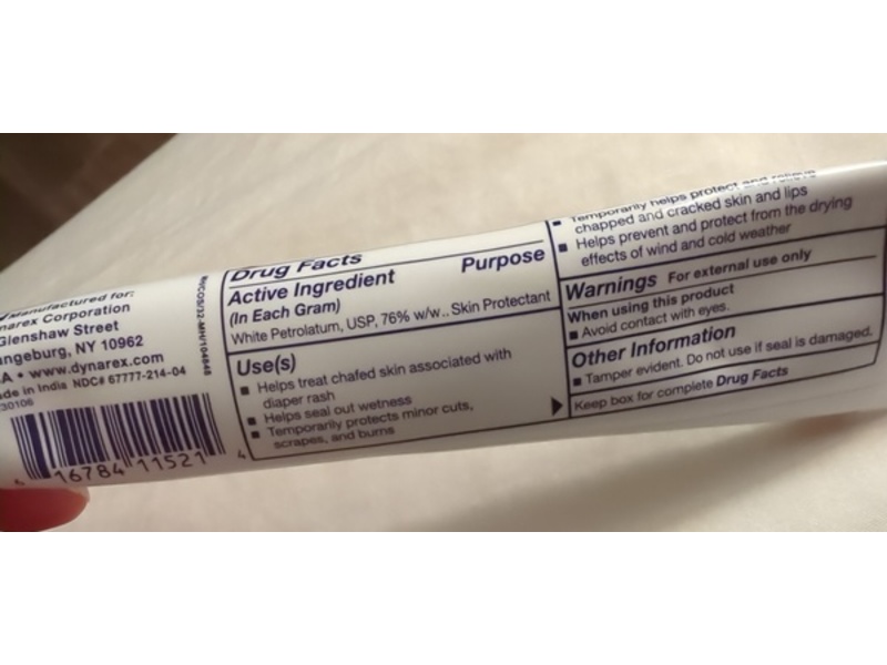 Dynarex Diaper Rash Ointment, Vitamins A & D, 1 oz/28.4 g