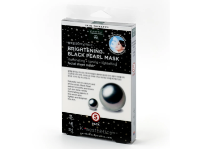 Earth Therapeutics Brightening Black Pearl Facial Sheet Mask, 0.7 fl oz/20 mL, Pack Of 5
