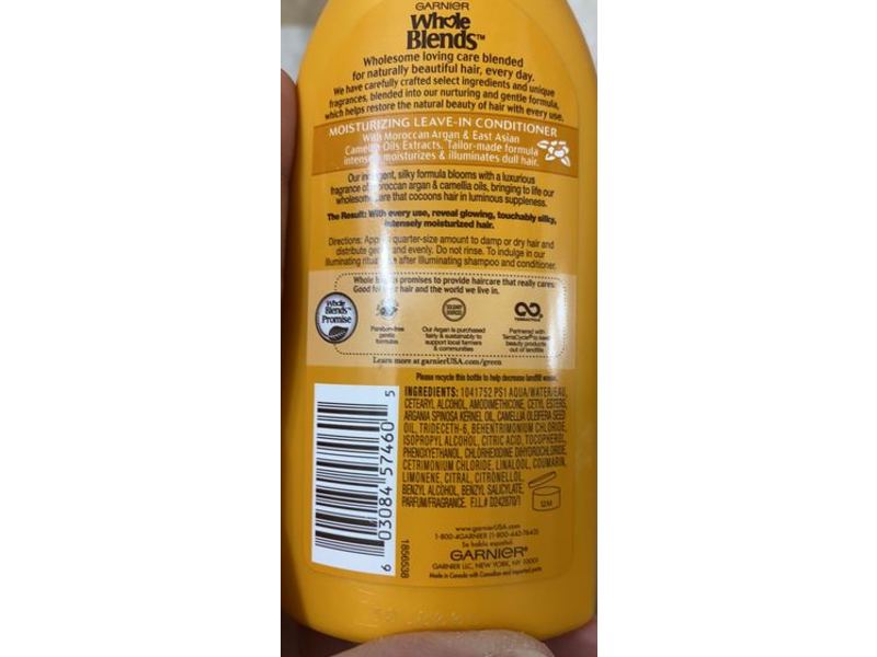 Garnier Whole Blend Moisturizing Leave-In-Conditioner, Moroccan Argan & Camellia Extract, 5.1 fl oz/150 mL