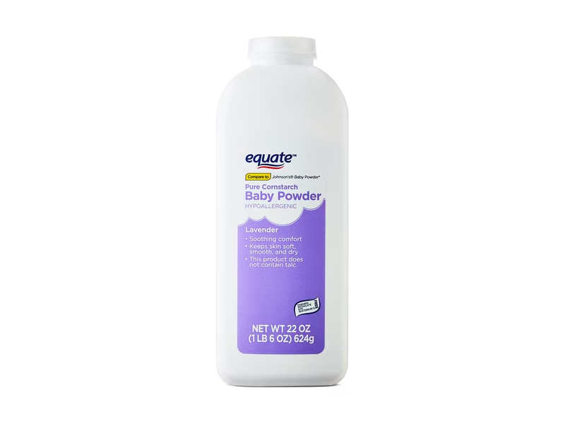 Equate Pure Cornstarch Baby Powder, Lavender, 22 oz/624 g, Pack Of 2